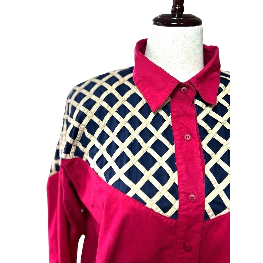 Vtg 90s Ozark Mountain Cowgirl Western Big Yoke Hot Pink Southwestern Shirt 20W
